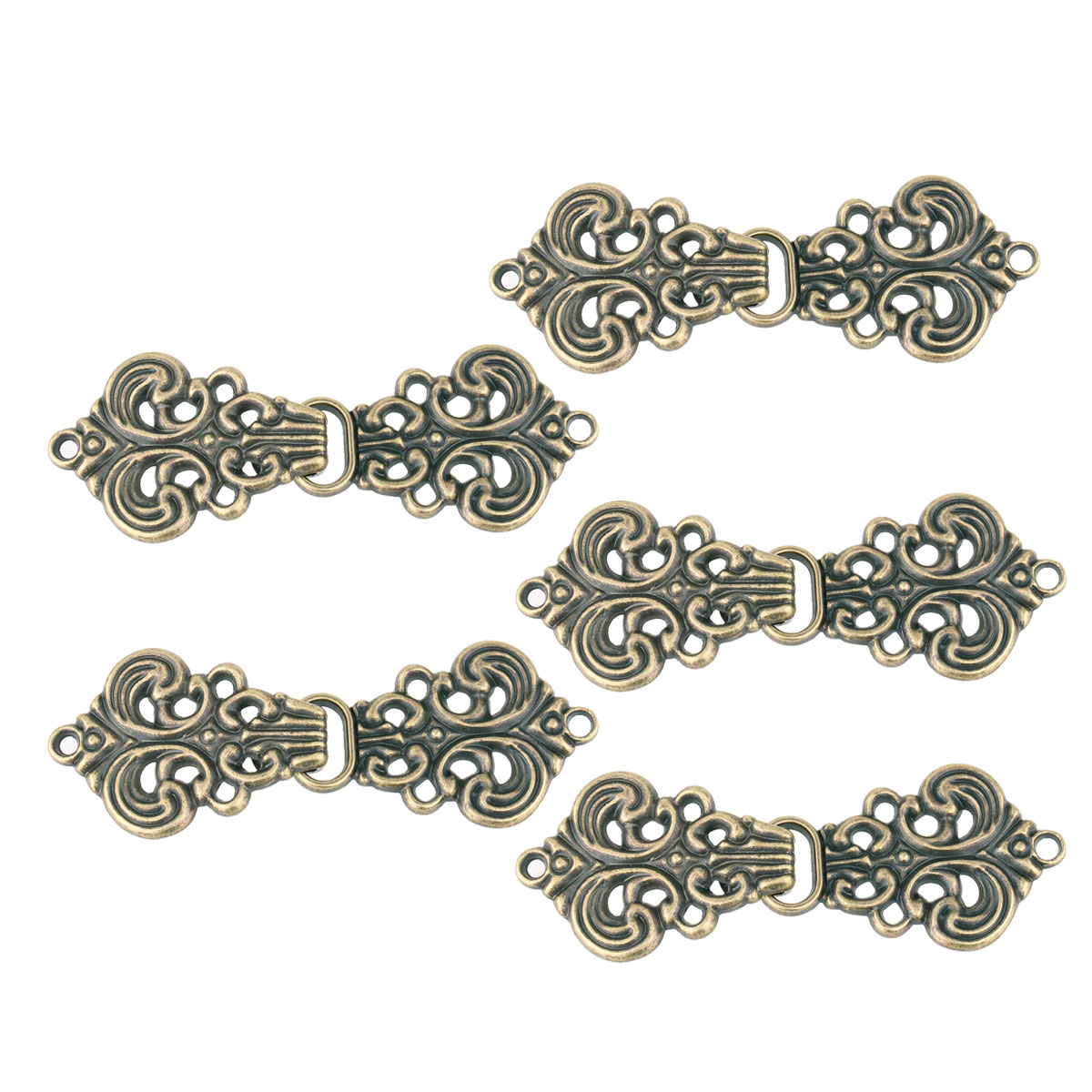 Hook Eye Fastener - 5 Pairs Cape Cloak Buckles Swirl