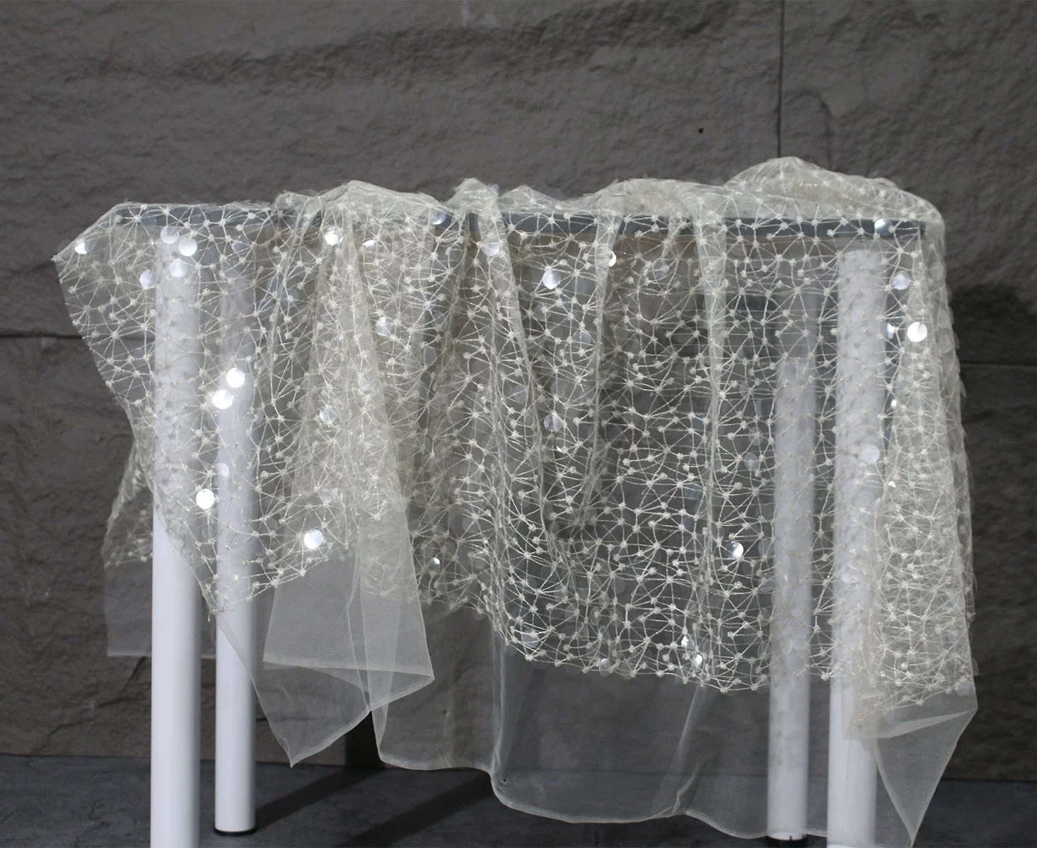 Sewing Embroidery Fabric - 1yard Sequin embroidery thread lace fabric