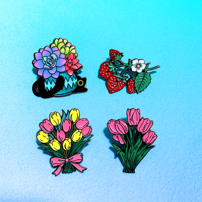 Sewing Label - AniPins Bouquet Flowers Strawberry Pins For