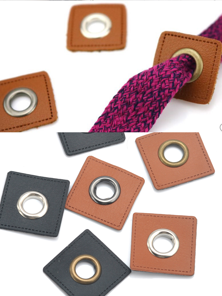 Sewing Label - 30Pcs/Lot 27/37mm Square Black/Brown PU Leather