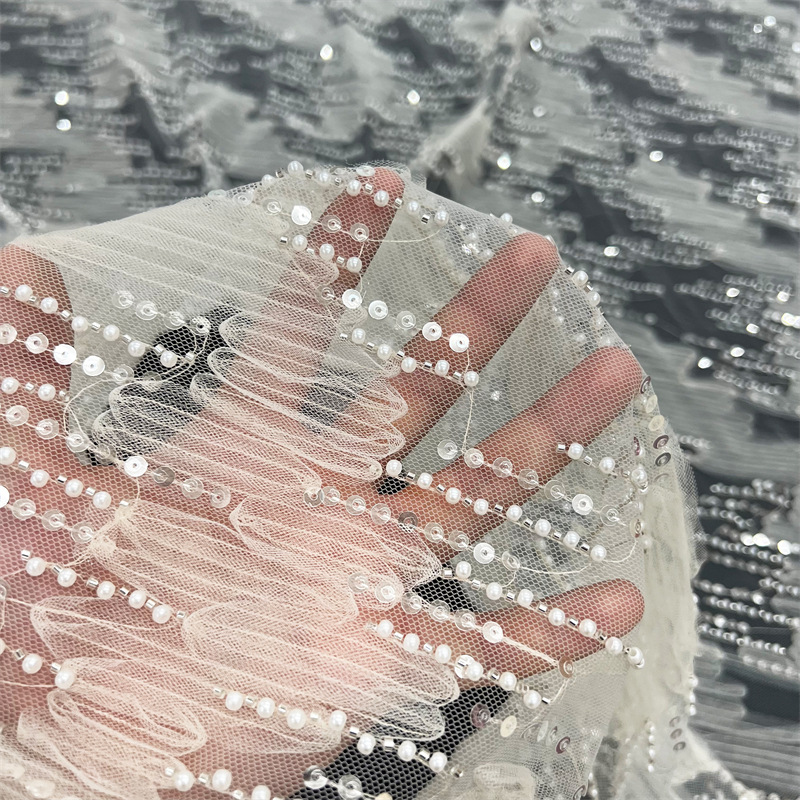 1 yard3D nail bead embroidery  - Sewing Embroidery Fabric review and price