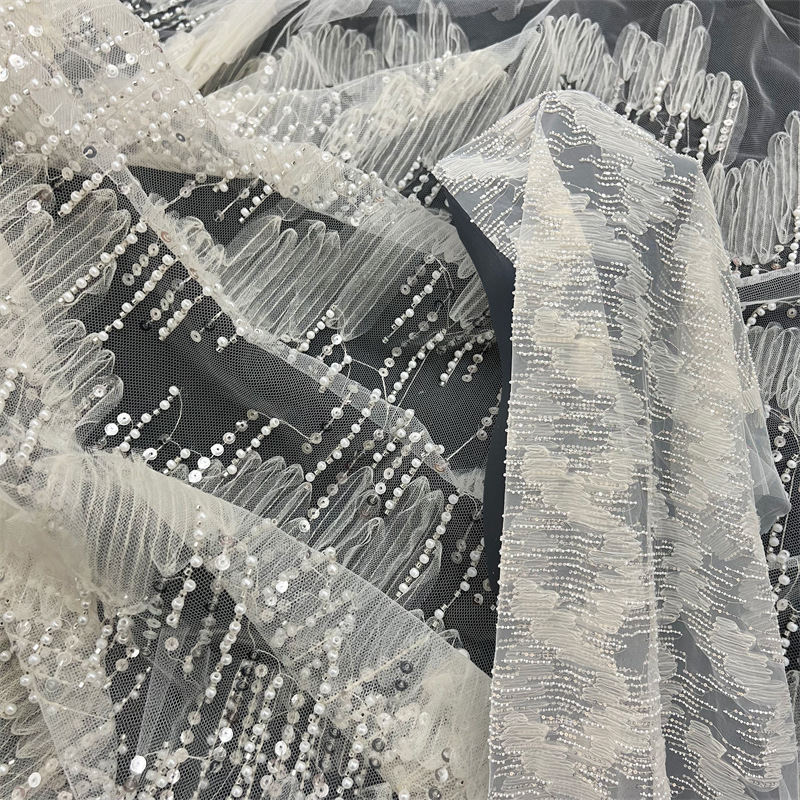 1 yard3D nail bead embroidery  - Sewing Embroidery Fabric review and price