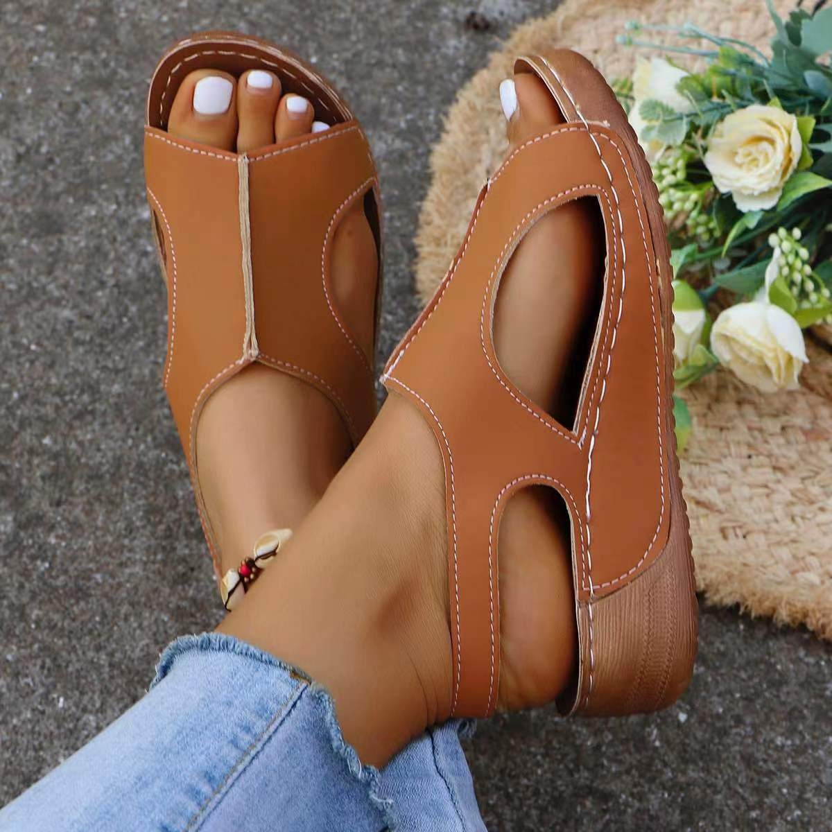 Women's Comfort Wedges Sandals - Elastic Waistband Roll review and price