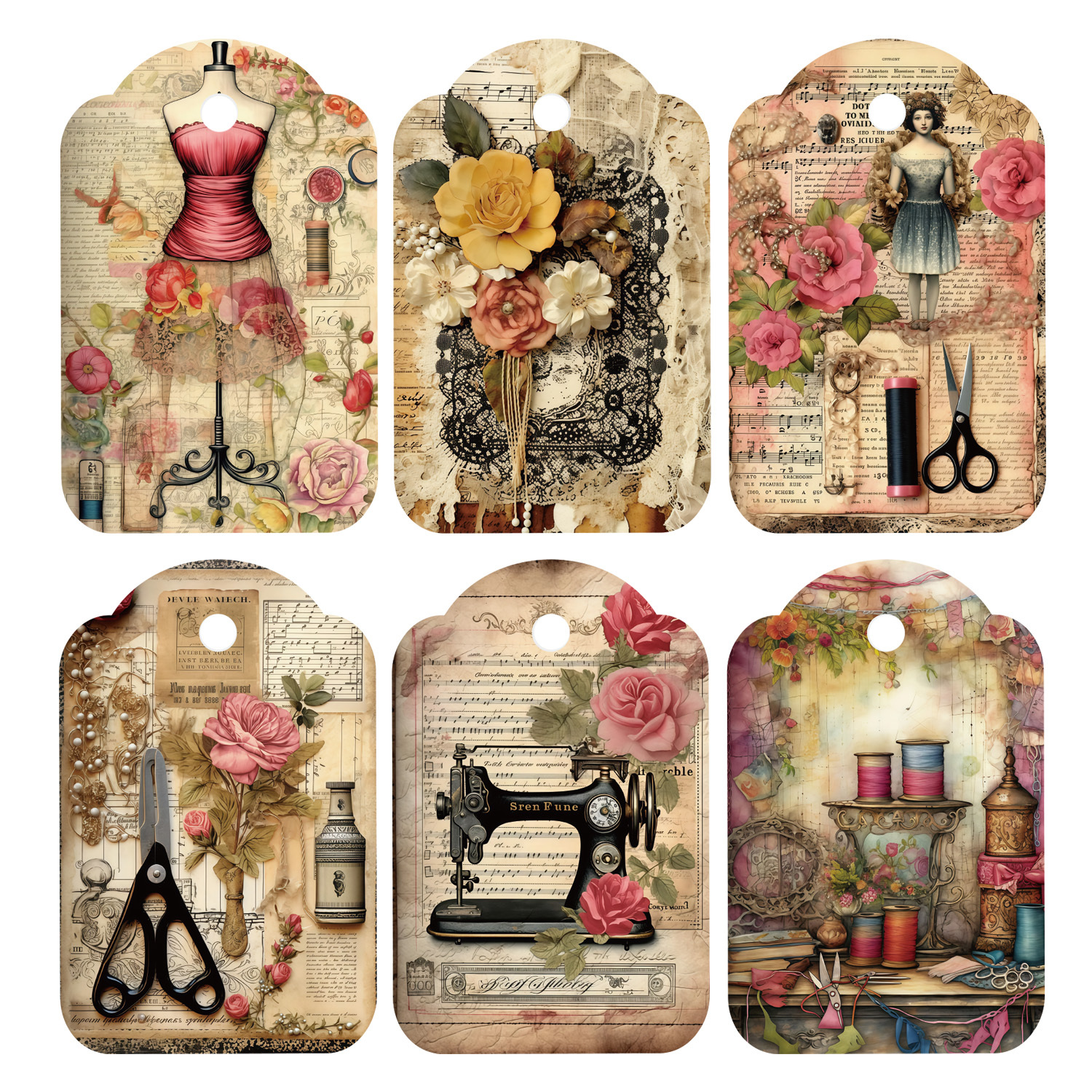48pcs/set Vintage Sewing Machi - Sewing Label review and price