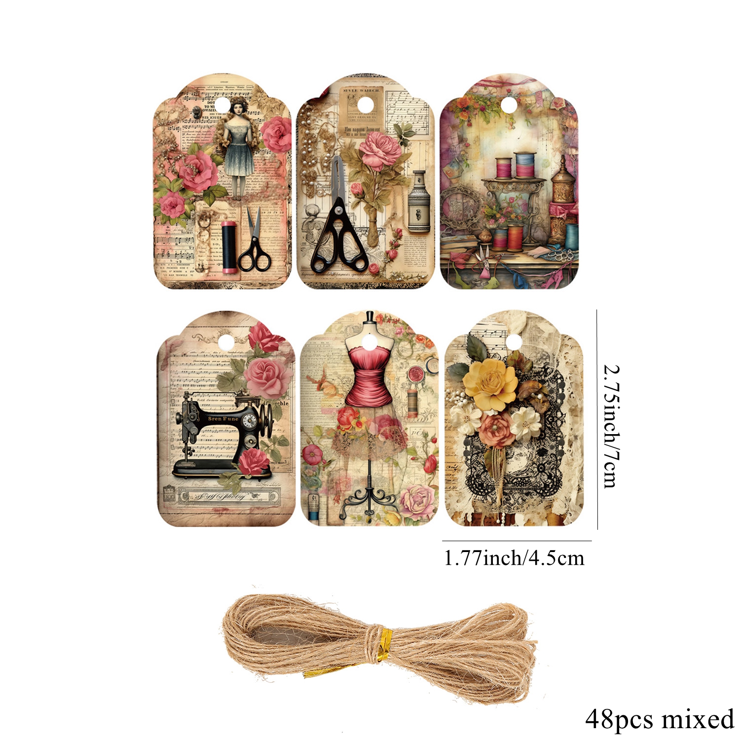 48pcs/set Vintage Sewing Machi - Sewing Label review and price