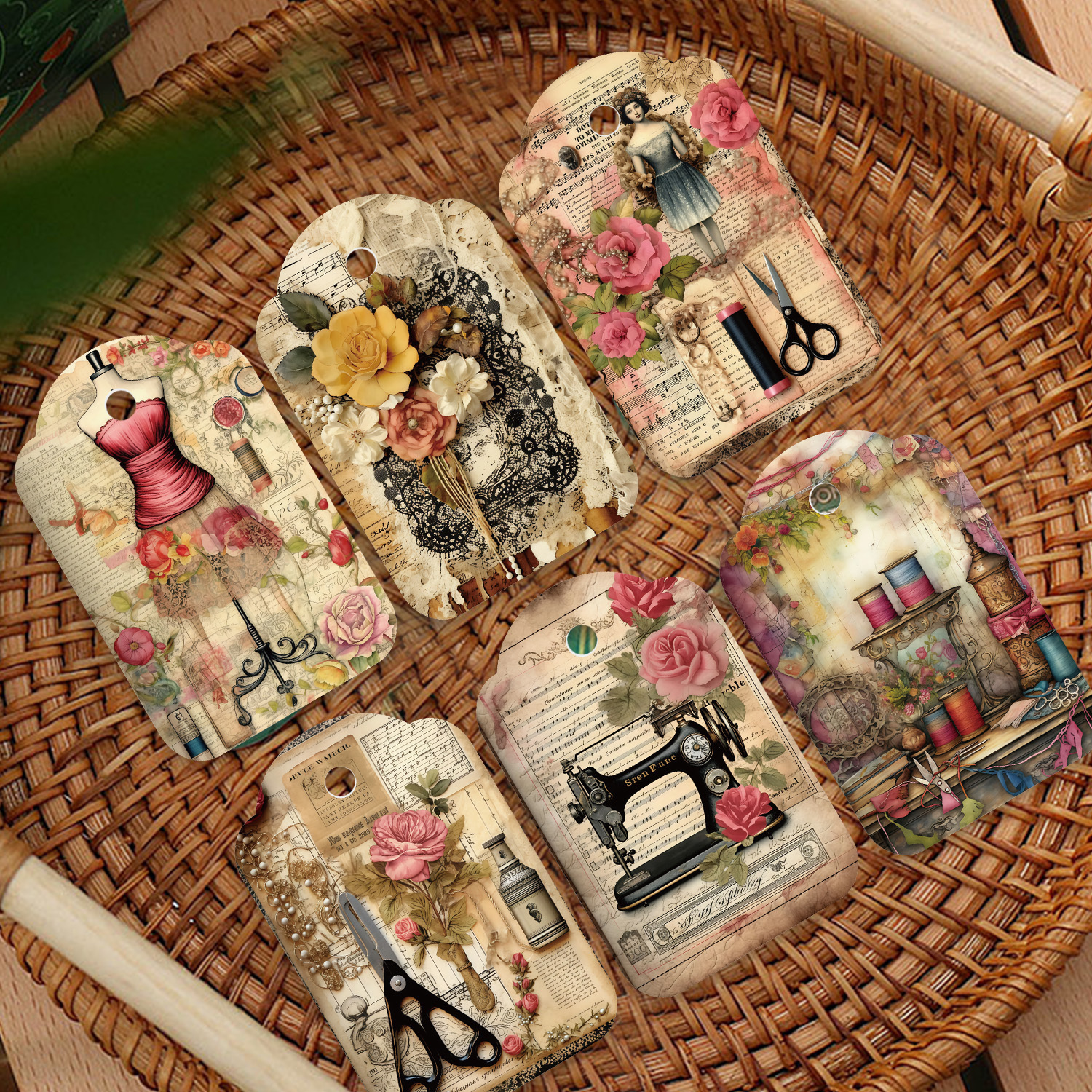48pcs/set Vintage Sewing Machi - Sewing Label review and price