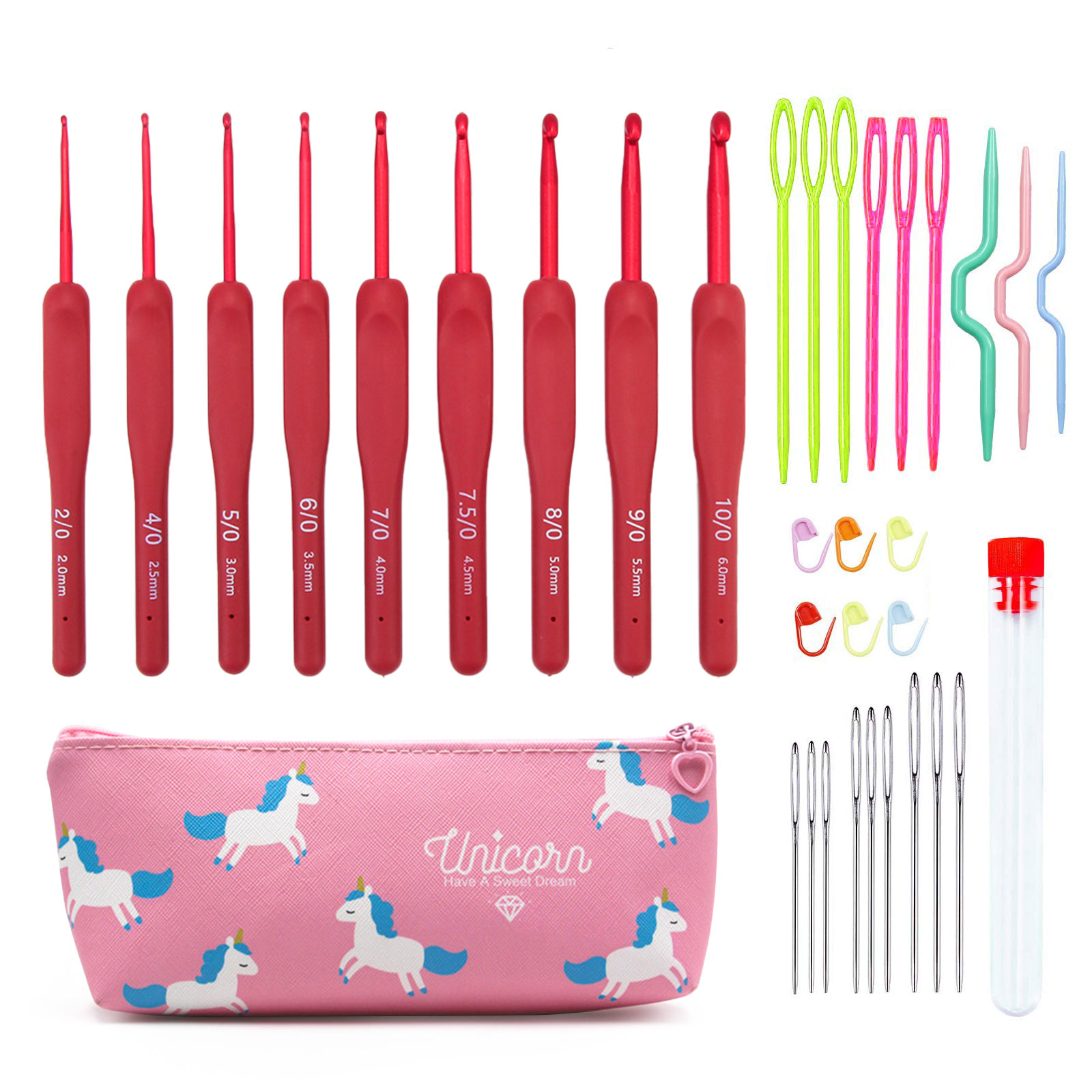 9/33pcs Red Crochet Hook set,  - Sewing By review and price