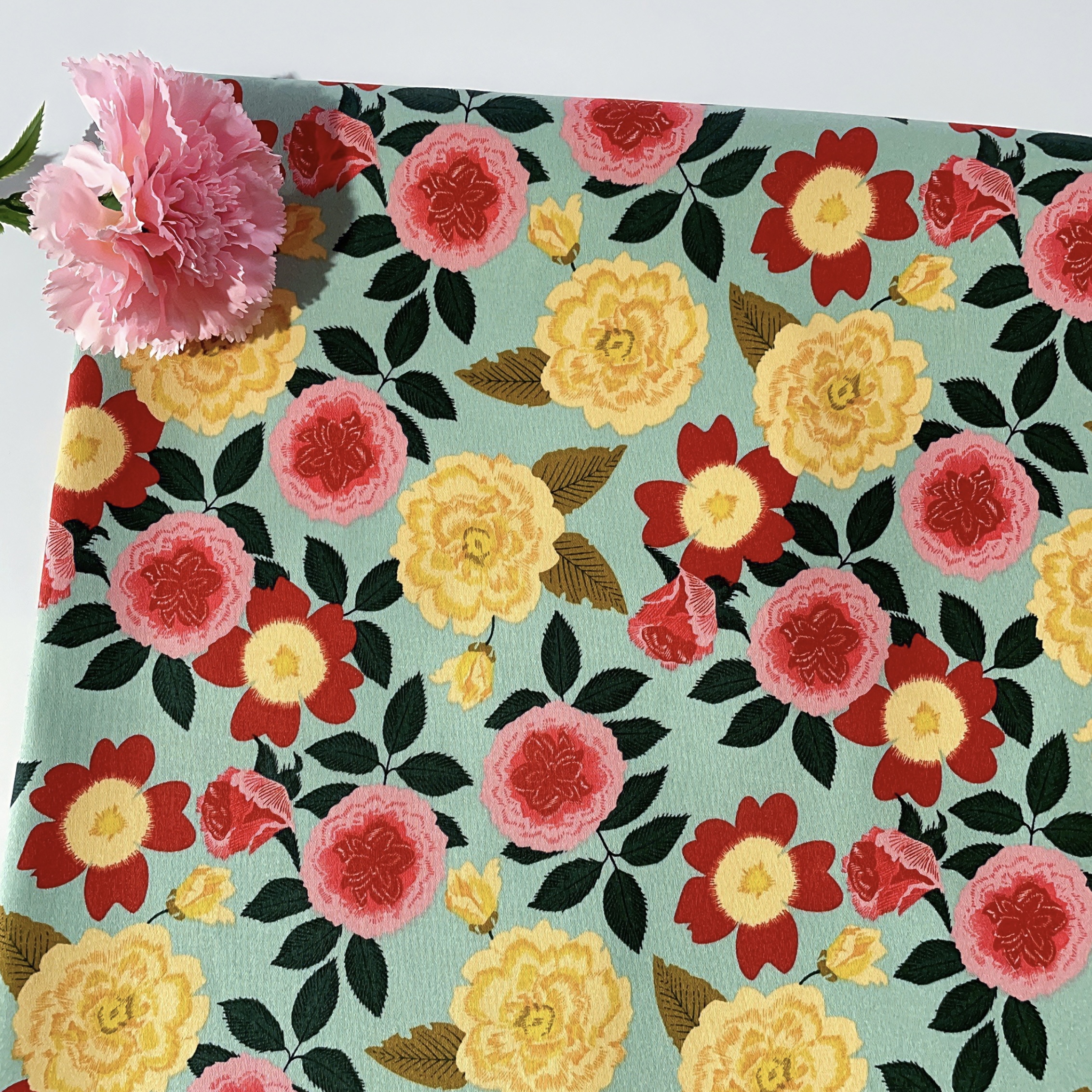 Vintage Floral Printed Satin 1 - Vintage Sewing Textile review and price