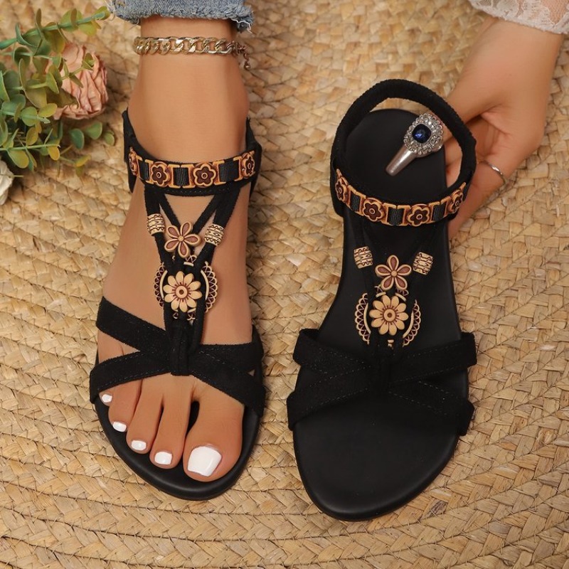 Women Sandals Bohemian Boho T- - Elastic Waistband Roll review and price